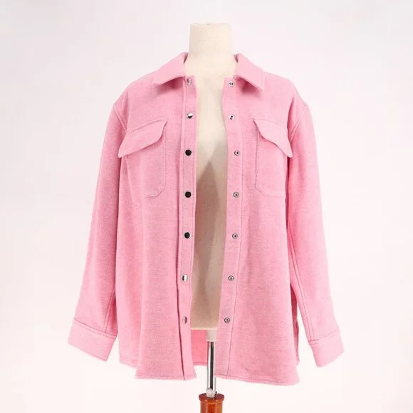 NWT & OTHER STORIES Oversized Wool Blend Overshirt Shacket Pink Size US 6 - Picture 6 of 9